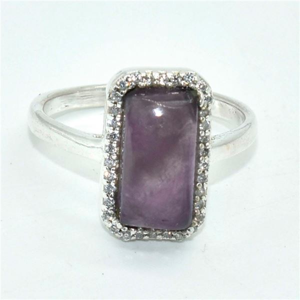 Silver Amethyst Cz(3.35ct) Ring