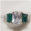 Image 1 : $200 Silver CZ Green Onyx Ring