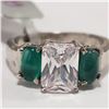 Image 2 : $200 Silver CZ Green Onyx Ring