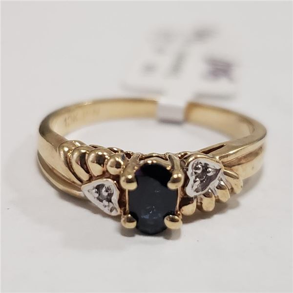 $1400 10K  Sapphire Diamond(0.02ct) Ring