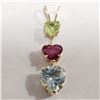 Image 1 : $600 10K  Garnet Peridot Blue Topaz Pendant