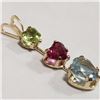 Image 2 : $600 10K  Garnet Peridot Blue Topaz Pendant