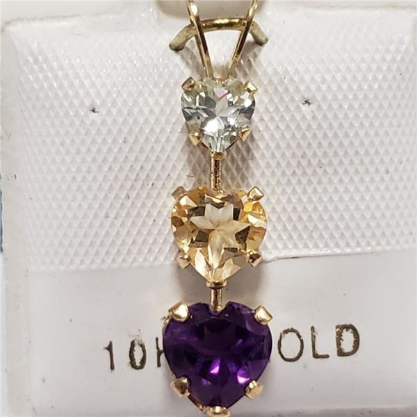 $250 10K  Amethyst Citrine Blue Topaz Pendant