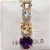 Image 1 : $250 10K  Amethyst Citrine Blue Topaz Pendant