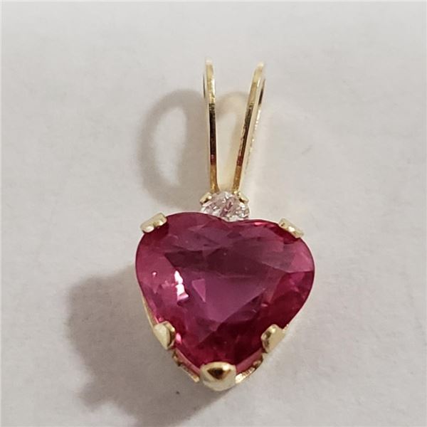 $800 14K  Ruby(0.4ct) Diamond(0.01ct) Pendant
