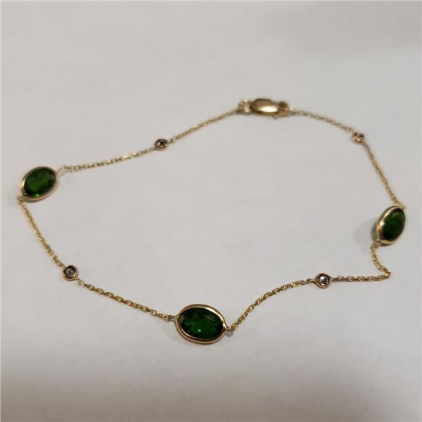 $2000 14K  Emerald Diamond Bracelet