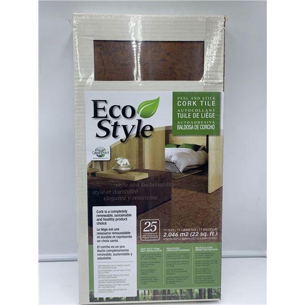 Eco Style Peel and Stick Cork Flooring Tiles, 25yr warranty - Jia Plus Series "Merlin Brown" - 22sq 