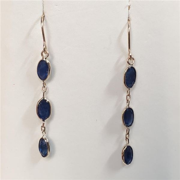 14K Yellow Gold Blue Sapphires(2ct) Earrings (~weight 0.8g), Appraised Retail $1700