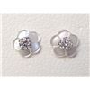 Image 1 : 14K White Gold Diamonds(0.18Ct,I1-I2,F-G) Mother Of Pearl(0.7ct) With Removable Flower Jackets, Stud