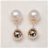 Image 1 : 10K Yellow Gold F.W. Pearl, 2 In 1 Reversible Earrings, Made in Canada, Suggested Retail Value $200