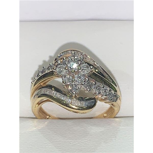 Ladies Multiple Diamond (.96carat) Cluster Top 10K Gold Dress Ring with Appraisal $6,800.00
