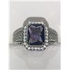 Image 2 : Amythest 1.20 Carat Emerald Cut Solitaire .925 Silver Ladies Ring size 7