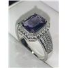 Image 3 : Amythest 1.20 Carat Emerald Cut Solitaire .925 Silver Ladies Ring size 7