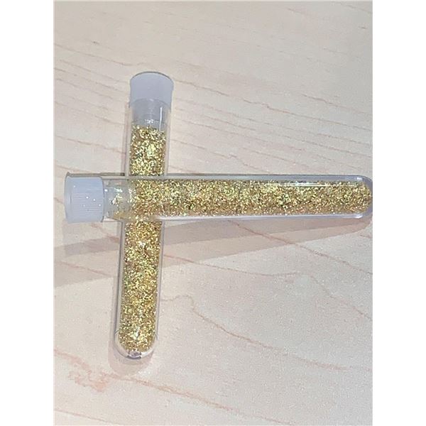 Lot of 2 Large Vials of Golden Flaking Material