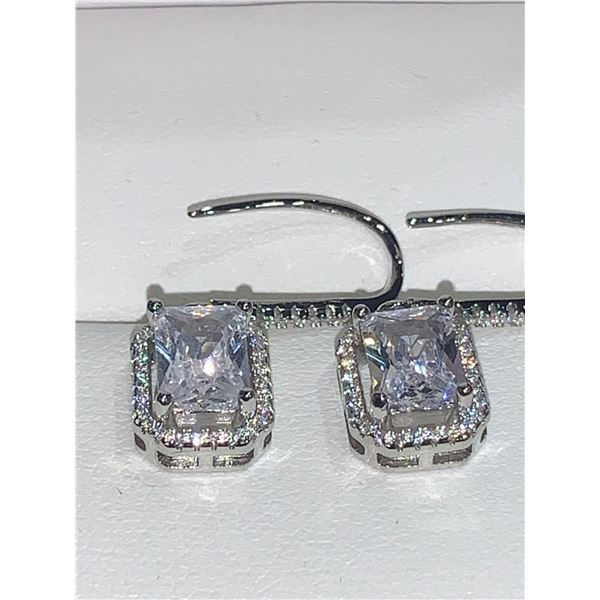 Set of Ladies 1.0 carat Emerald Cut Solitaires Earrings Set