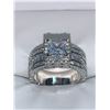 Image 1 : Ladies Vera Wang Styled Princess Cut Bezel Set multi stone .925 Silver engagement ring NEW size 7