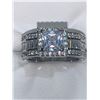 Image 2 : Ladies Vera Wang Styled Princess Cut Bezel Set multi stone .925 Silver engagement ring NEW size 7