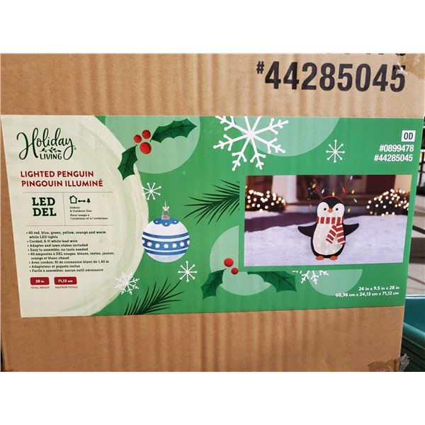 *NEW* Holiday Living LED Lighted Penguin Yard Decoration 28"
