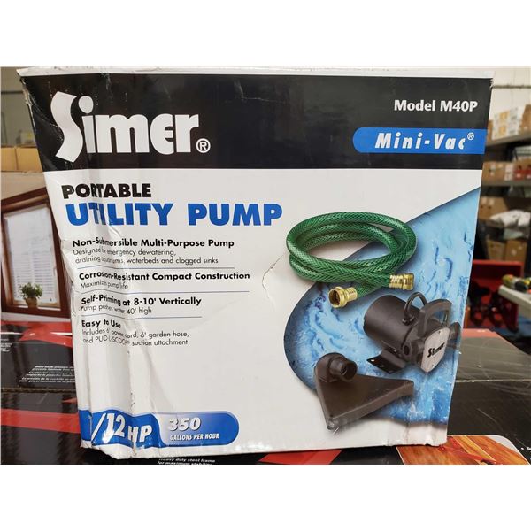 *NEW* Simer Portable Non-Submersible Multi Purpose Utility Pump with Hose. 350 Gallons Per Minute Ca