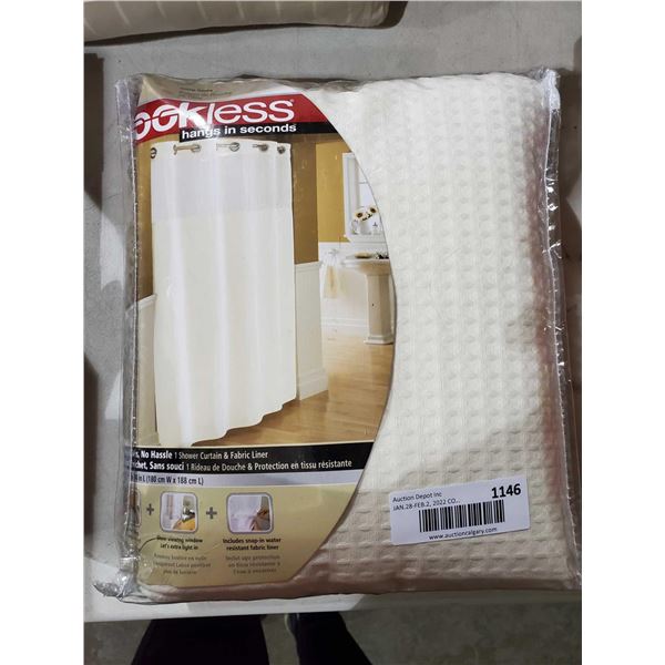 *NEW* Hookless Shower Curtain 71X74" Eggshell White