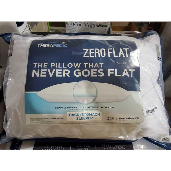 *NEW* Therapedic Back/Side Sleeper,  Hypoallergenic Down Alternative Standard/Queen Size Pillow -Zer