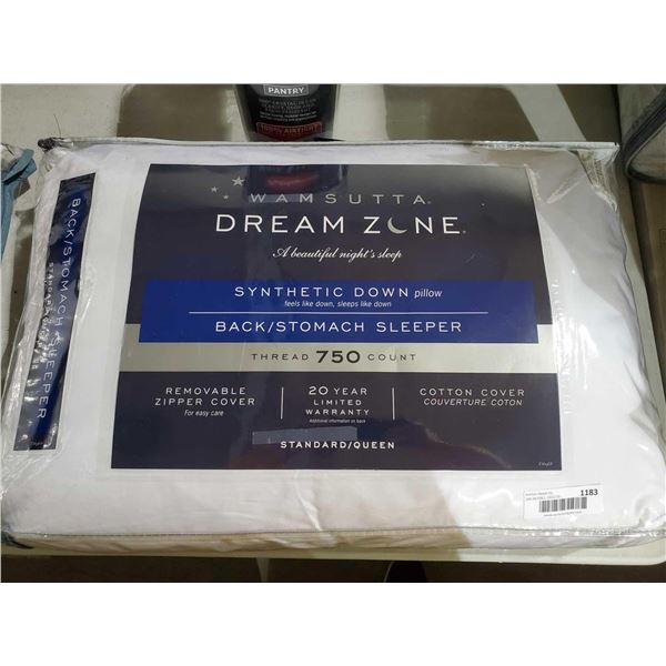 *NEW* Wamsutta Dream Zone Synthetic Down, Standard/Queen Size Pillow with Removable Zippered Cover -