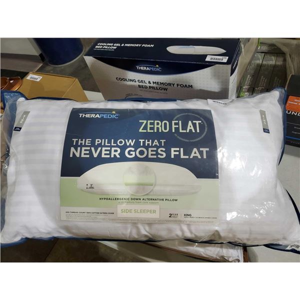 *NEW* Therapedic, Sleeper, Zero Flat Technology, Down Alternative King Size Pillow
