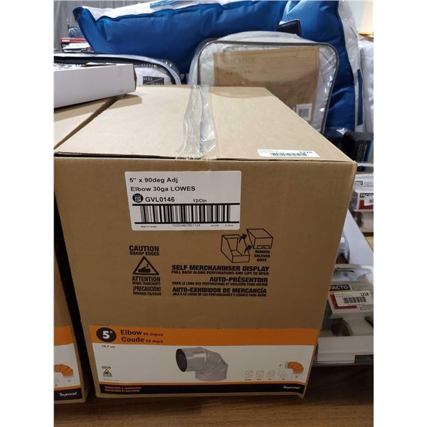 *NEW* Imperial Adjustable Elbow Duct - 5-in - Galvanized 30-Gauge Steel - 90° - Lot of 12