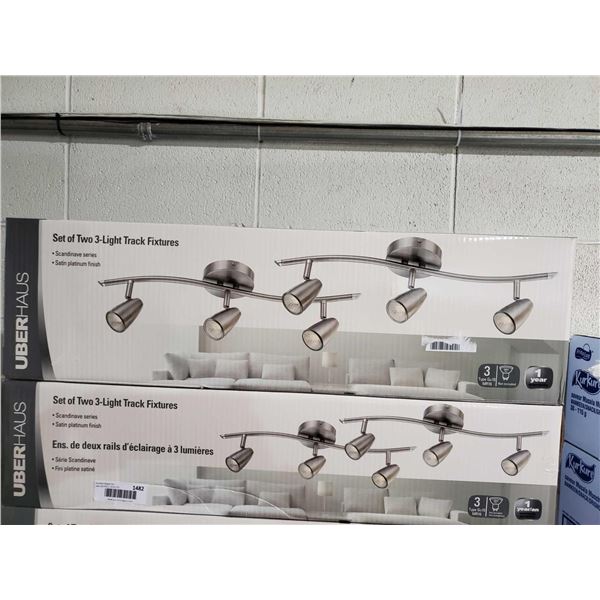 *NEW* Uber Haus Set Of 2 - 3 Track Light Fixtures - Satin Platinum Finish
