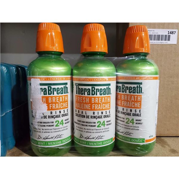 Thera Breath Fresh breath Oral Mouth Rince - Lot of 3 - 473 Ml