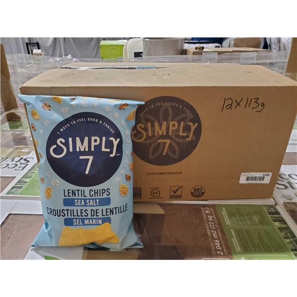 Simply 7 Sea Salt Lentil Chips - Gluten Free, Nut Free & Kosher 12X113g