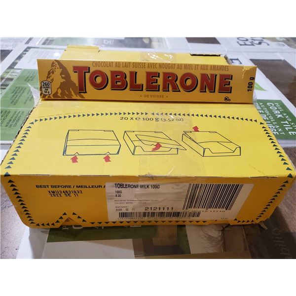 Toblerone Swiss Chocolate & Nuggat Candy Bars 20X100g