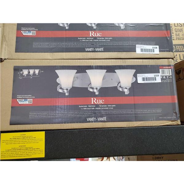*NEW* Rue - Easy Install 3 light Bar Style Vanity Lighting - Brushed Nickel 8x6.5x24"