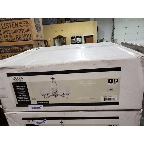 *NEW* Beldi Markham 5 light Chandelier - Chrome with Frosted Glass