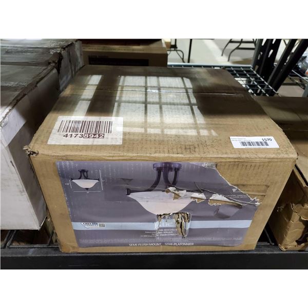 *NEW* Rue - Antique Bronze & Frosted Glass Semi Flushmount Light Fixture 4 7/8 x 15x13