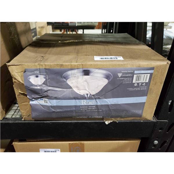 *NEW* Rue Brushed Nickel & Flat Opal Glass Flushmount Light Fixture 3.75x7"