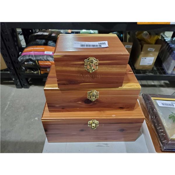 Lot of 3 Wooden Tricket Boxes - 5.5x3x4.5 - 8.5x4x3.5 - 10x6x5"