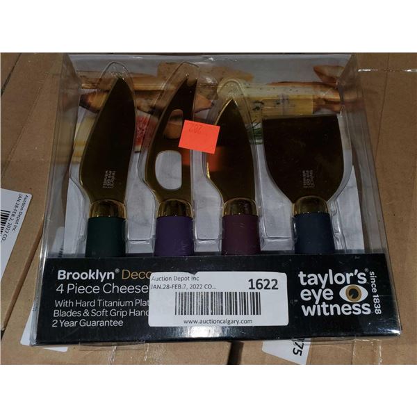 *NEW* 4 Piece Brooklyn Deco  Soft Grip Handles with Titanium Blades Cheese Cutting Set