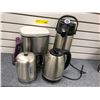 Image 1 : Group of Stainless Steel Items - Coffee Maker, Carafe, Kettle and Small Garbage Can