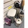 Image 3 : Group of Stainless Steel Items - Coffee Maker, Carafe, Kettle and Small Garbage Can