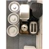 Image 2 : Group of Kitchen Items - Cereal Dispenser, Toaster, Coffee Pot, Small Garbage Can