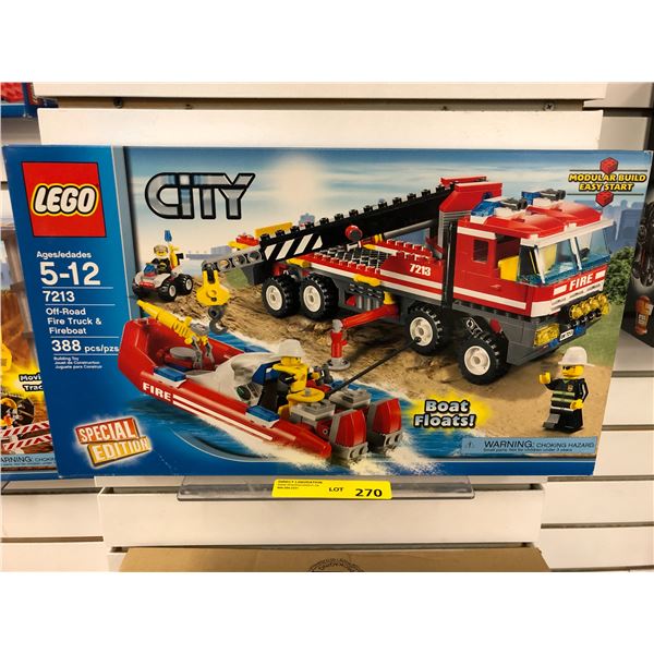 LEGO City - Model 7213 - Off-Road Fire Truck & Fireboat - 388 pcs - New In Box