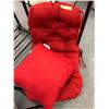 Image 1 : Red Patio Chair Cushion with two red throw pillos
