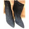 Image 1 : BLACK Suede High Heeled Boot with Back Zipper - Ladies - Approx. Size 6