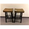 Image 1 : PAIR Stools - wood seat top - one with cracked seat top see photo