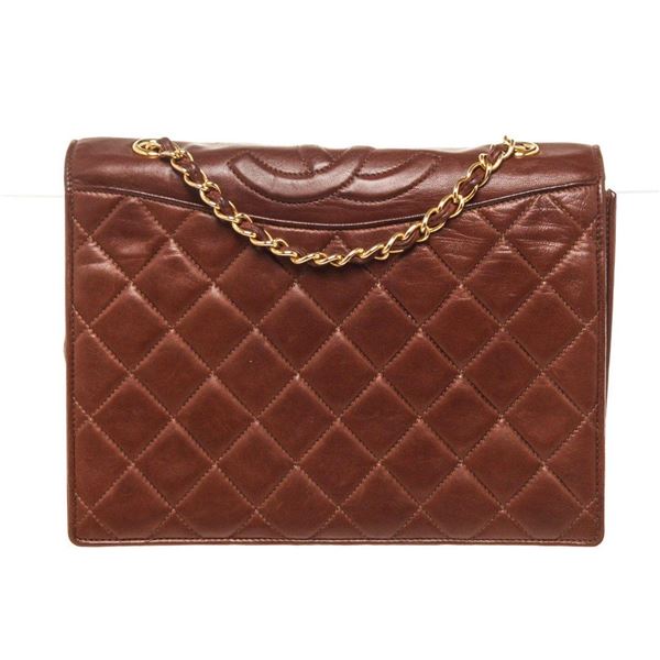 Chanel Brown Leather Full Flap Shoulder Bag