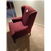 Image 2 : Red Upholstered Wingback Armchair 26"w x 39"h x 27"d