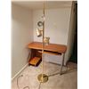 Image 6 : Computer Desk & Brass Colored Floor Lamp