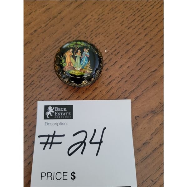 Palekh - Russian Hand Painted Black Lacquer Miniature