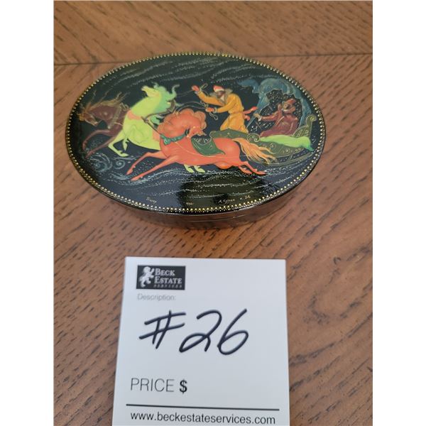 Palekh - Russian Hand Painted Black Lacquer Miniature